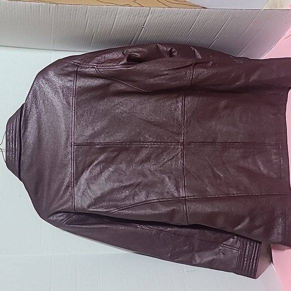 Salon Studio Haband Burgandy Genuine Leather Coat Women's Size Large - Picture 8 of 11
